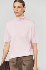 Massimo Dutti Шерстяной джемпер с высоким воротником, цвет розового дерева