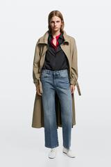Massimo Dutti Укороченные джинсы клеш со средней посадкой, средне-синий