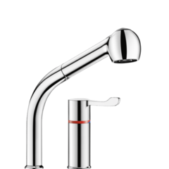 Delabie H9613 Термостатический смеситель для мойки SECURITHERM + стойка с выдвижным ручн. душем фото