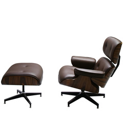 Кресло EAMES LOUNGE CHAIR и оттоманка EAMES LOUNGE CHAIR коричневые