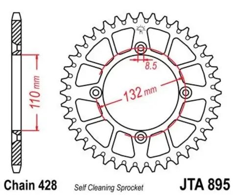 Звезда ведомая алюминиевая JTA895 48ORG