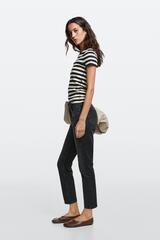 Massimo Dutti Зауженные укороченные джинсы со средней посадкой, черный