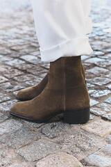ZARA ЗАМШЕВЫЕ БОТИЛЬОНЫ НА КАБЛУКЕ, СЕРО-КОРИЧНЕВЫЙ