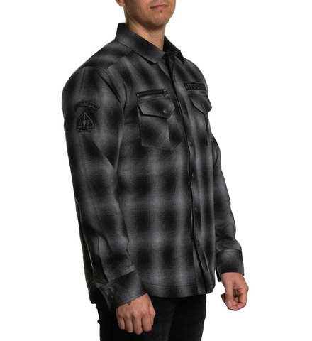 Affliction | Рубашка фланелевая утепленная мужская FALTER FLANNEL JACKET 110OW374 правый бок