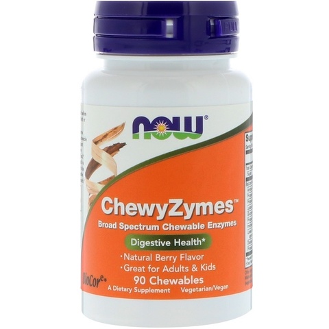 Now Foods, ChewyZymes, натуральный ягодный вкус, 90 жевательных таблеток