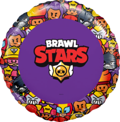 Шар (18''/46 см) Круг, Brawl Stars, Команда бойцов, дизайн №1, Фиолетовый, 1 шт. в упак.
