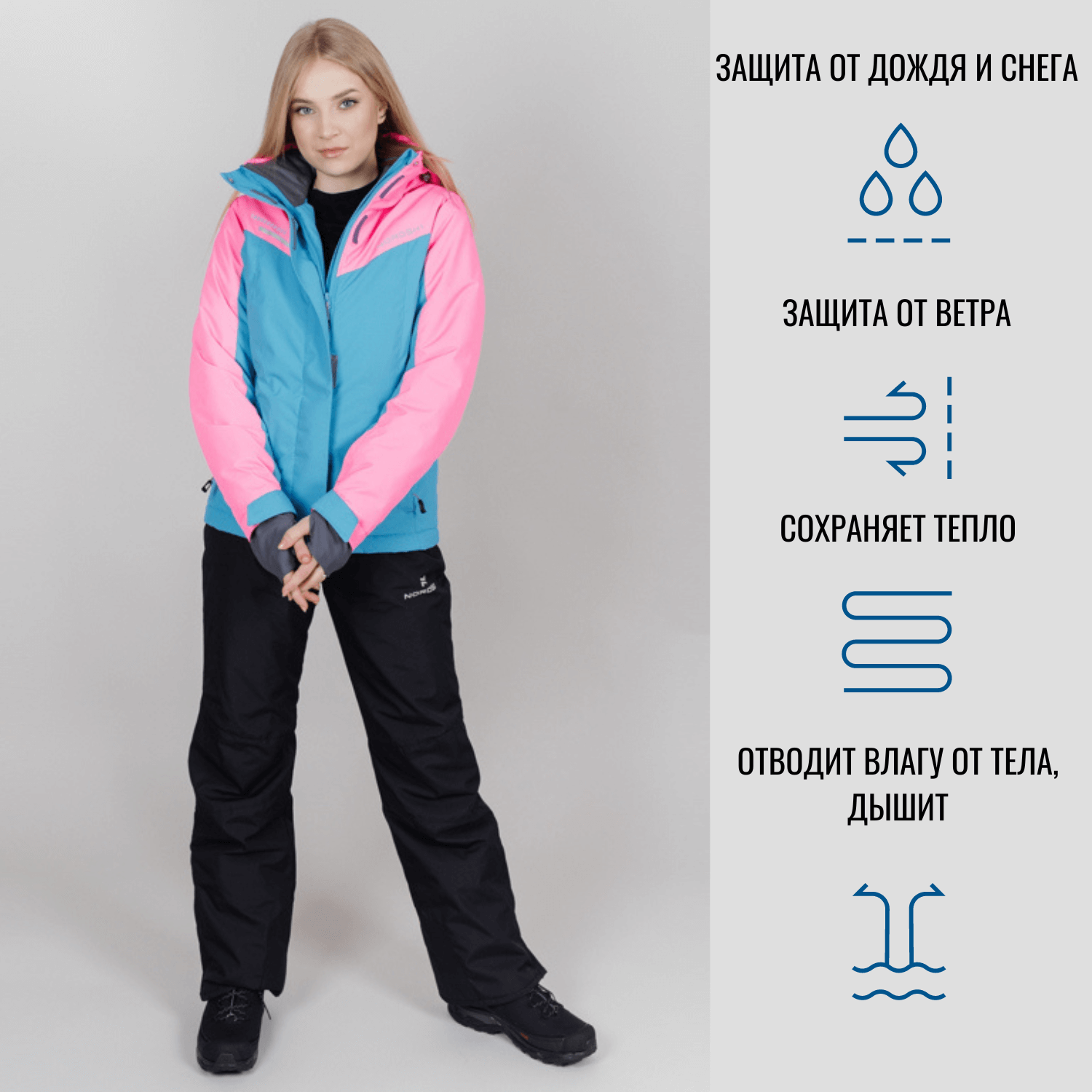 Горнолыжный костюм женский Nordski Extreme blue-pink - 18