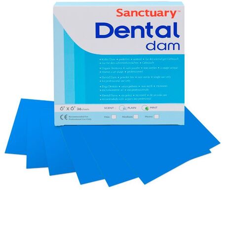 Листы для раббер дам / коффердам. Dental Dams. Средние Синие. 36шт, Sanctuary