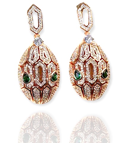 89044 -Серьги ЗМЕИ из серебра в позолоте, коллекция Serpenti
