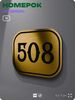 Номерок на дверь квартиры 508, для кабинета, офиса, шильдик 9 х 7 см, золотистый, Айдентика Технолоджи