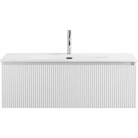 BelBagno UNO-1000-1C-SO-BO База под раковину подвесная с фрезерованными ручками по всей длине фасада с одним выкатн. ящ., Bianco Opaco, 1000x455x350