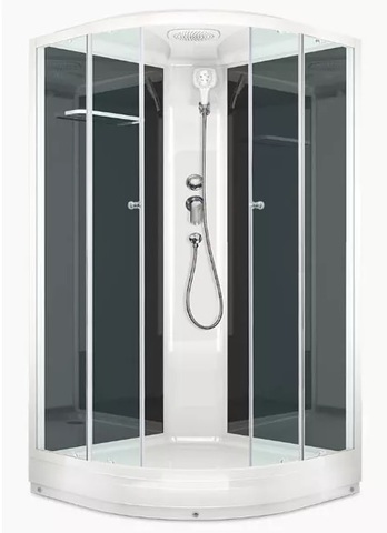 Душевая кабина Domani-Spa Delight Slim 99 900*900*2180 без электрики, низкий поддон, черная стеклянная задняя панель, прозрачное стекло