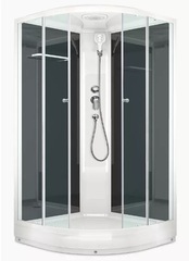 Душевая кабина Domani-Spa Delight Slim 99 900*900*2180 без электрики, низкий поддон, черная стеклянная задняя панель, прозрачное стекло