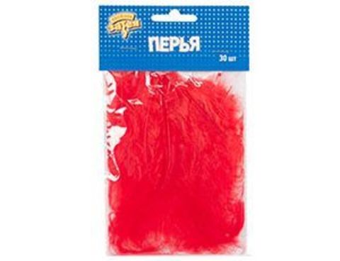 Перья декоративн красные 10см 30шт