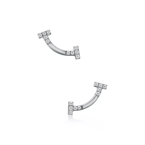 Серьги из белого золота 18k с бриллиантами, Tiffany 💎 T smile New