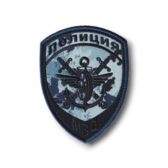 Нашивка ( Шеврон ) На Рукав Полиция На Транспорте На Форму Ледник ( Черная Вышивка )