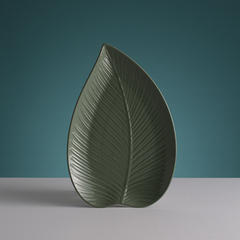 Блюдо сервировочное in the forest leaf, 20,5х31,5 см, серо-зеленое