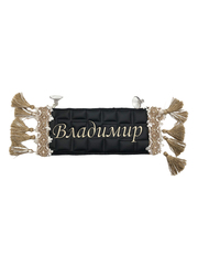 Карман Владимир (черный с бежевой вышивкой, экокожа)
