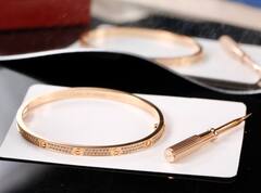 16237- Браслет LOVE small model pave lux качество white/rose/yellow VGOLD
