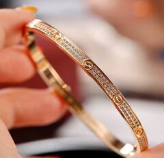 16237- Браслет LOVE small model pave lux качество white/rose/yellow VGOLD