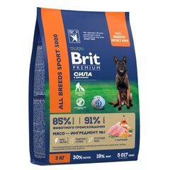 Корм для собак сухой Брит BRIT PREMIUM Sport 5000 с выс. затр. энергии с курицей, 3 кг