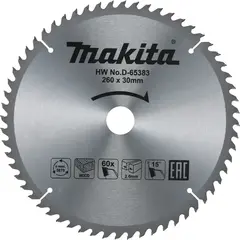 Пильный диск для дерева 260x30x2.6/1.8x60T Makita D-65383