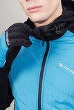 Премиальный костюм для лыж и зимнего бега Nordski Hybrid Hood Pro Black-Light Blue