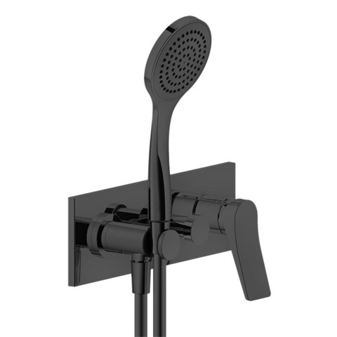 Gessi Rilievo 59141#299 Встраиваемый смеситель для ванны на 2 источника, с душевой лейкой и переключателем (внешние части), цвет: nero XL