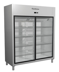 Холодильный шкаф с стеклянными дверьми Полюс R1400К (купе) Сarboma INOX