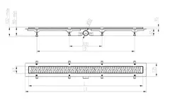 Трап линейный для пола, боковой слив, бронза MCH CH850/50KN1BR