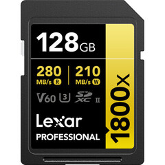 Карта памяти Lexar 128GB Professional 1800x UHS-II SDXC GOLD 280/210 MB/s