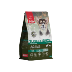 Сухой корм для щенков Blitz Holistic Turkey & Duck Puppy All Breeds (Grain Free) с индейкой и уткой, для щенков, беременных и кормящих сук до 12 месяцев Holistic Гипоаллергенный корм для чувствительного пищеварения 8 кг
