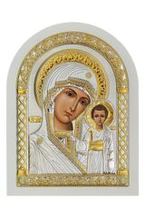 Икона Казанской Божией Матери (105х140 мм, Оклад из белого дерева (бук/граб)) — шелкография на сусальном золоте