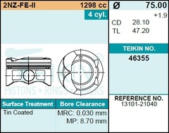 Поршень двигателя TEIKIN 46355 0.50 (4шт/упак)