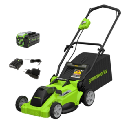 Аккумуляторная газонокосилка Greenworks GD40LM16XK4, 40v, 41 см, (2517907UB), с аккумулятором 4 А·ч и зарядным устройством