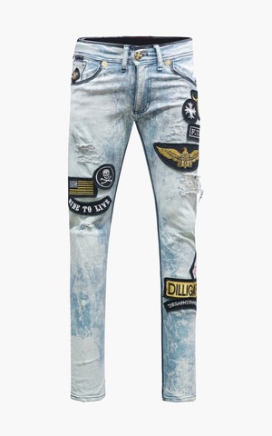 The Saints Sinphony | Джинсы мужские BIKER PATCH JEAN BLEACH BLUE TSG431 перед