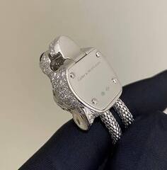 Колье с подвеской голова ПАНТЕРЫ в обсыпке коллекция PANTHERE white VGOLD