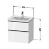Duravit D-Neo DE435401818 Тумбочка подвесная, 634x452хh625 мм, 2 ящика, цвет: Белый матовый (для раковины 236765)