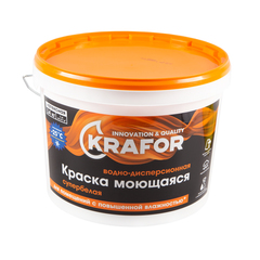 Краска в/д интерьерная моющаяся Krafor, латексная, 14 кг, супербелая 26958
