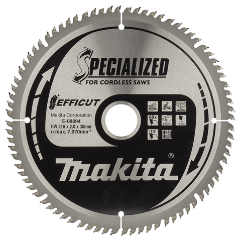 Пильный диск для дерева EFFICUT 216x30x1.5x80T Makita E-08894