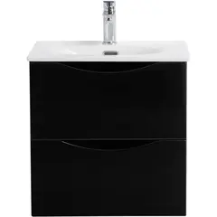 BelBagno MARINO-CER-MINI-600-2C-SO-NL-P База под раковину подвесная с двумя выкатными ящиками, Nero Lucido, 596x390x500 фото