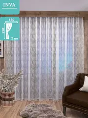 Тюль сетка Жаккард белая 250 х 150 см 2 шт