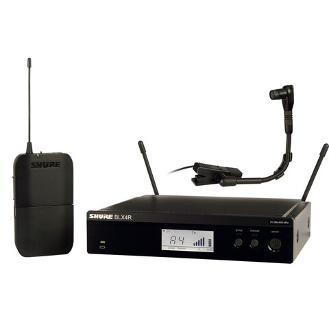 SHURE BLX14RE/B98 M17 662-686 MHz радиосистема с микрофоном BETA 98 для духовых инструментов. Кронштейны для крепления в рэк