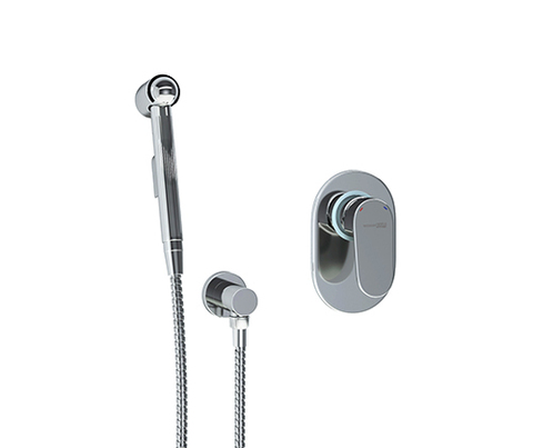 WasserKRAFT A15357 Встраиваемый комплект для биде со шлангом, цвет: хром