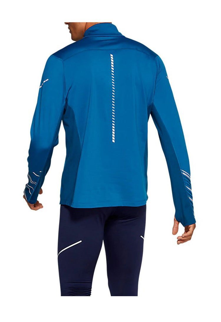 Asics Lite-show Winter 1/2 Zip Top рубашка для бега мужская синяя - 4