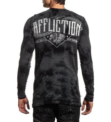 Affliction | Пуловер мужской двусторонний AC PETINA A21679 обратная сторона спина на модели