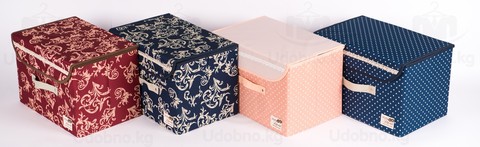 Складной короб для хранения одежды, 38*25*25 см (бордо с узорами)