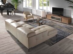 Диван с левым шезлонгом 6202/1281-L-T541011 из песочной кожи