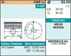 Поршень двигателя TEIKIN 46240 STD (4шт/упак)