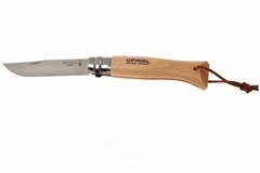 Фото Складной Нож Opinel №8, сталь 12C27, рукоять бук, с кожаным темляком